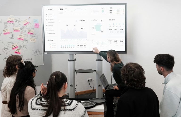 Dashboard showing key performance indicators managed by a management information system in business
